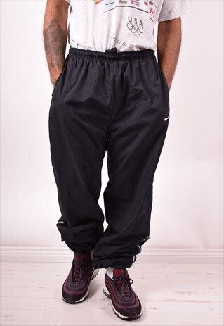 NIKE MENS VINTAGE TRACKSUIT TROUSERS XL BLACK 90S