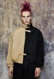 Contrast color bomber two color bomber jacket cream black 