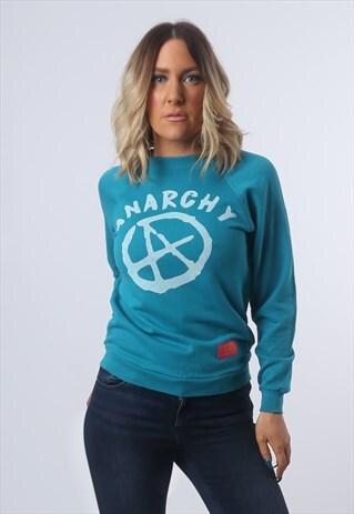 SWEATSHIRT TOP JUMPER BICH REBORN ANARCHY PRINT UK 4-6 BJ4Q