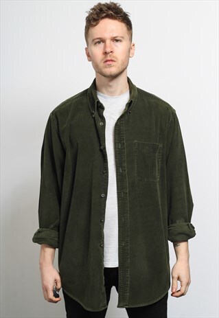 VINTAGE CORDUROY CORD SHIRT GREEN