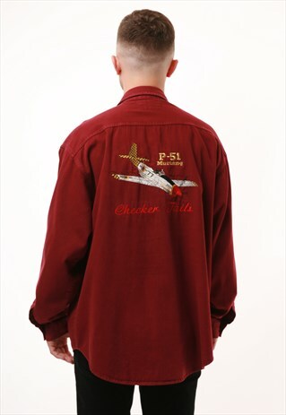 VINTAGE OLDSCHOOL CUTLINE P-51 MUSTANG COTTON SHIRT 14713
