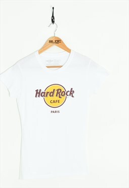 Vintage  Women's Hard Rock Cafe Paris T-Shirt White XXSmall