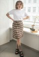 Vintage 80's Brown Abstract Print Mini Skirt
