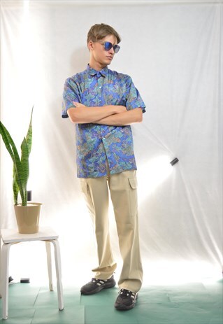 VINTAGE FESTIVAL BLUE FLOWER SHIRT