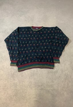 Vintage Gant Knitted Jumper Abstract Patterned Knit Sweater
