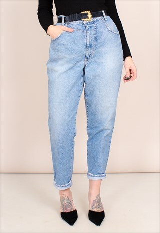 VINTAGE 80S HIGH WAISTED BLUE MOM JEANS