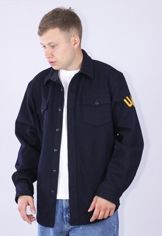 MENS RALPH LAUREN POLO JEANS HEAVY WOOL USA BIG LOGO SHIRT