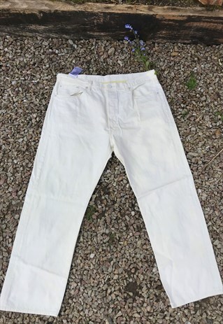 VINTAGE WHITE / LEMON BUTTON FLY LEVI 501 JEANS