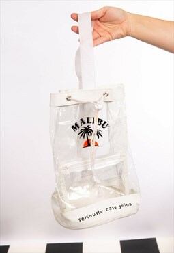 Vintage Clear PVC Malibu Drawstring Shoulder Bag 90s 00s Y2k