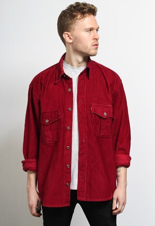 VINTAGE CORDUROY CORD SHIRT RED