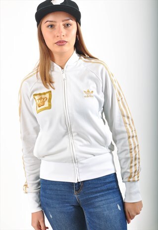 VINTAGE REWORKED ADIDAS TRACK JACKET IN WHITE