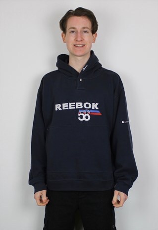 VINTAGE REEBOK CLASSIC HOODIE IN NAVY BLUE WITH POCKET