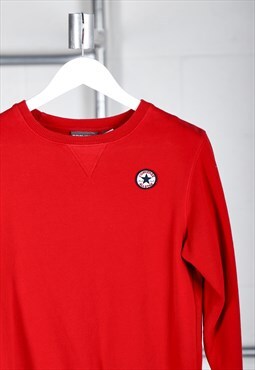 Vintage Converse Sweatshirt in Red Pullover Lounge Jumper XS