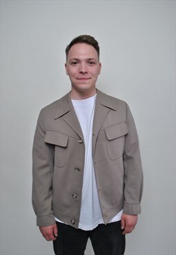 Vintage military jacket 90s minimalist design buttons blazer