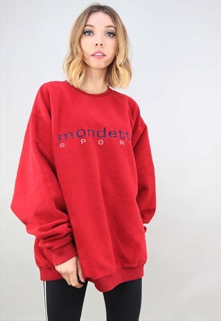 VINTAGE OVERSIZED RED FLEECE SWEATSHIRT