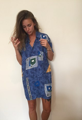 CRAZY PATTERNED VINTAGE RETRO FESTIVAL OVERSIZED SHIRT