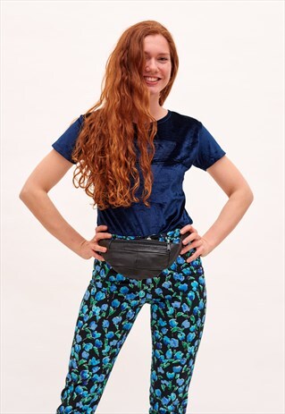VINTAGE VERSACE BLUE TULIP PRINT TROUSERS