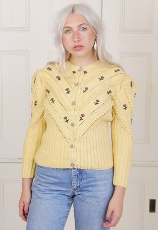 VINTAGE 50S CARDIGAN IN CANARY YELLOW