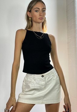 Vintage Y2k Boat Neck Top Black Grunge