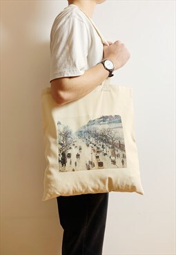 The Boulevard Montmartre at Night Tote Bag By Pissarro