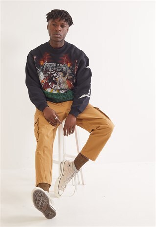 VINTAGE METALLIC GRAPHIC SWEATSHIRT BLACK