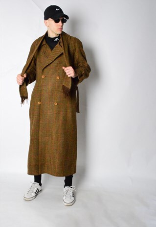 VINTAGE 70S UNISEX MUSTARD BROWN WOOL WINTER COAT