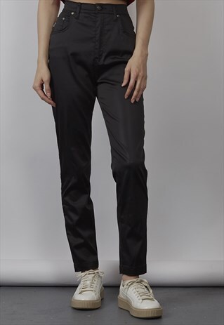 RARE VINTAGE 90'S MOSCHINO BLACK SATIN-FEEL SLIM FIT JEANS