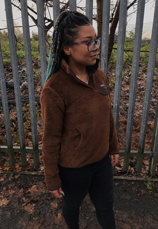 VINTAGE PATAGONIA BROWN 1/4 BUTTON HIKING FLEECE