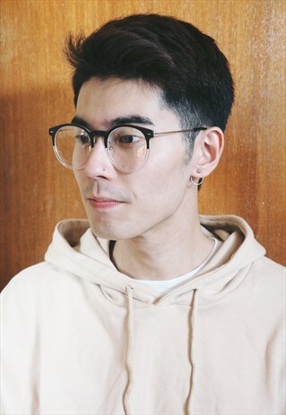 BLACK HALF FRAME ROUND GLASSES