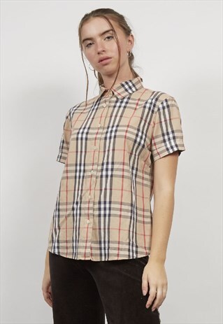 VINTAGE 90'S SHORT SLEEVED BURBERRY CHECKED SHIRT