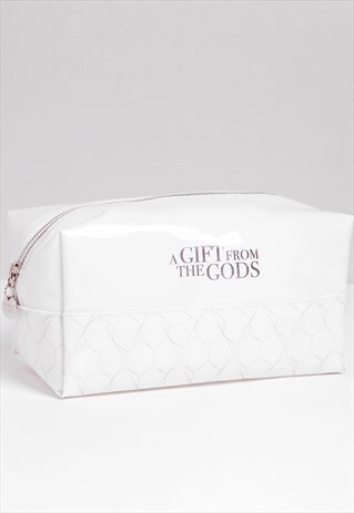 A GIFT FROM THE GODS GEO WHITE SQUARE COSMETIC BAG