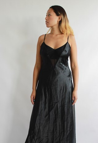 BLACK SHEER MESH CUT OUT LINGERIE 90S DRESS
