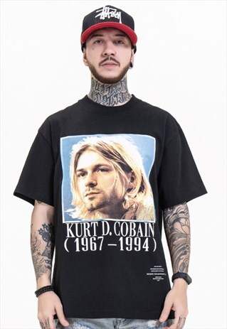 FASHION CO-BRANDED BAND PORTRAIT PRINT T-SHIRT