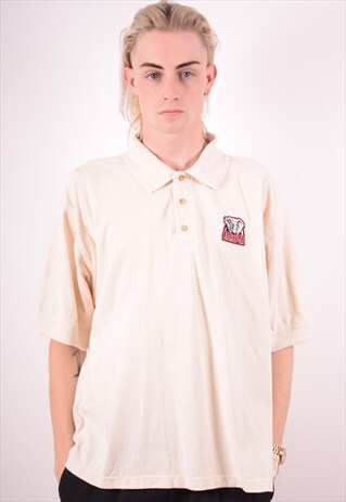 LEE MENS VINTAGE POLO SHIRT XL BEIGE 90S