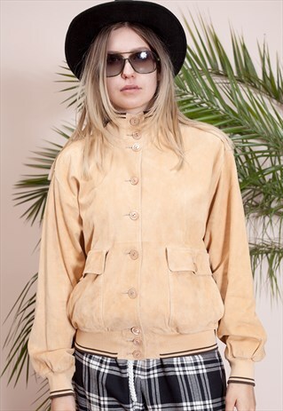 VINTAGE LEATHER WOMEN BOMBER JACKET MADE IN ITALY