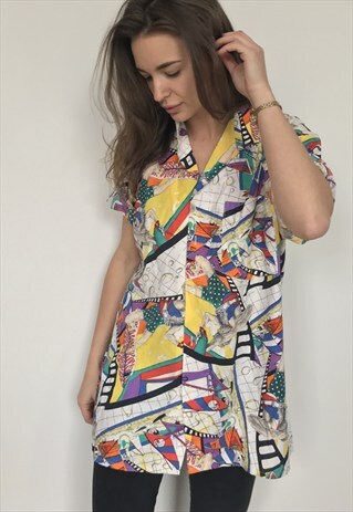 PATTERNED OVERSIZED RETRO VINTAGE UNISEX FESTIVAL SHIRT
