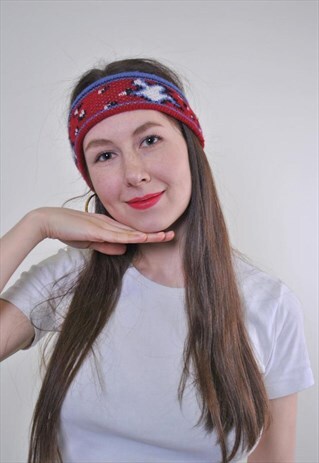 BIRD PRINT VINTAGE FUNNY SKIING KNIT HEADBAND