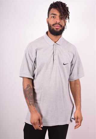 NIKE MENS VINTAGE POLO SHIRT LARGE GREY 90S