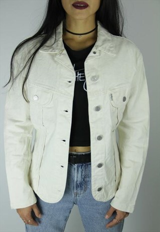 FRESH 90'S VINTAGE DENIM JACKET WHITE