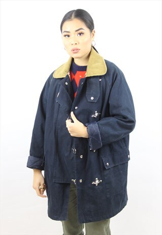 VINTAGE 90'S DUFFLE STYLE NAVY JACKET