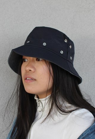 NAVY PLAIN Y2K_90S FESTIVAL BUCKET HAT