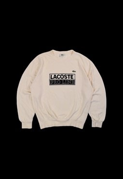 Vintage 90s Lacoste Embroidered Logo Sweatshirt in Cream