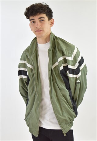 VINTAGE GREEN ADIDAS 90S SHELL TRACKSUIT TOP JACKET