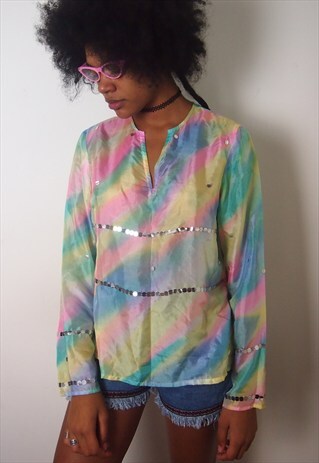 MULTI COLOUR OMBRE TOP WITH SEQUENCES