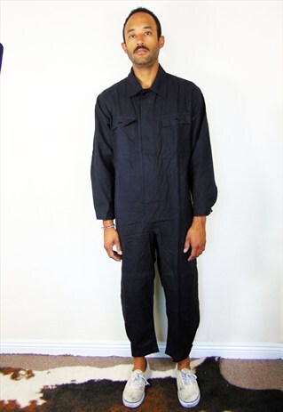 90S GERMAN SURPLUS ARMY CROPPED BLACK JUMPSUIT LARGE
