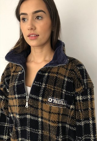 VINTAGE O'NEILL QUARTER ZIP OVERSIZED FLEECE TEDDY JACKET