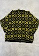 VINTAGE KNITTED JUMPER ABSTRACT PATTERNED KNIT SWEATER