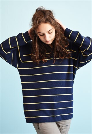 90'S RETRO STRIPED OVERSIZED DADS KNIT JUMPER