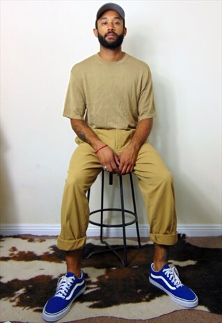 90S CLASSIC MINIMALIST HIGH WAIST WHEAT BROWN PLEATED KHAKIS