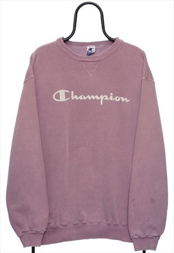 Vintage Champion 90s Spellout Pink Sweatshirt Womens